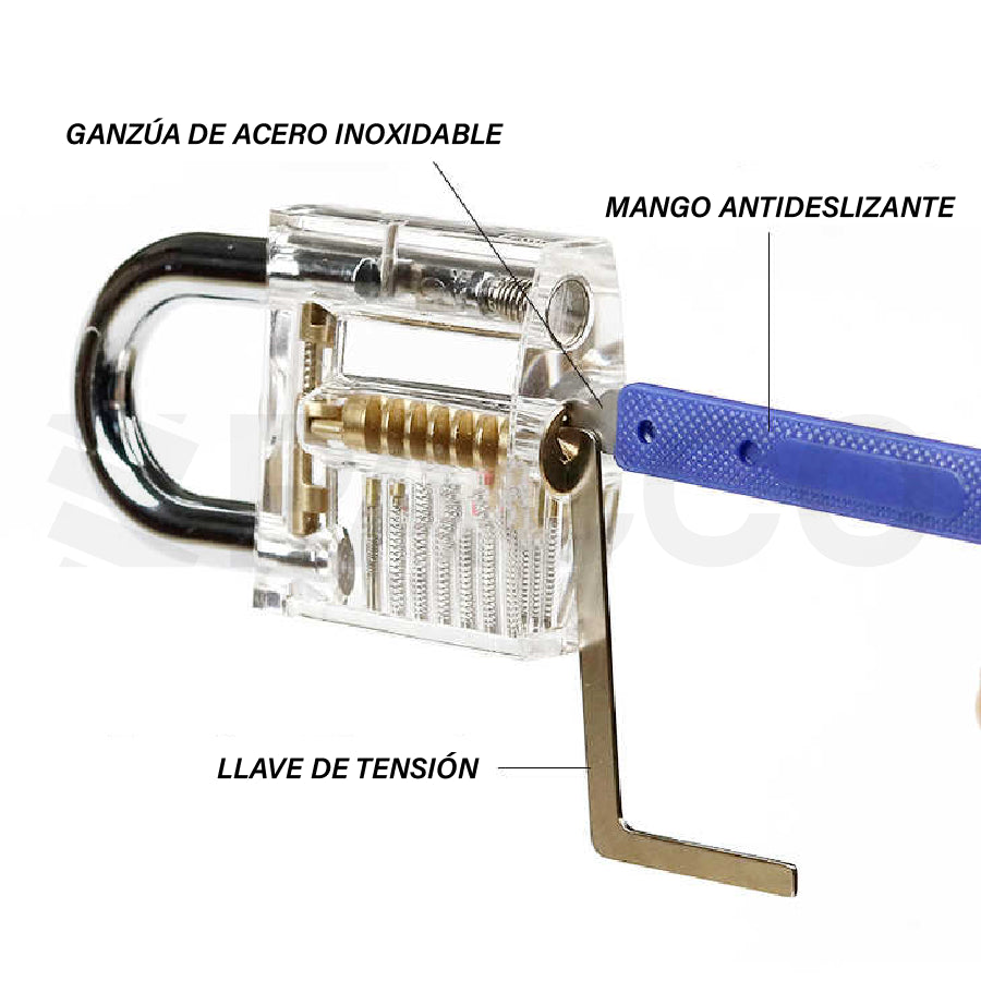 Ganzúas de práctica + 3 tambores