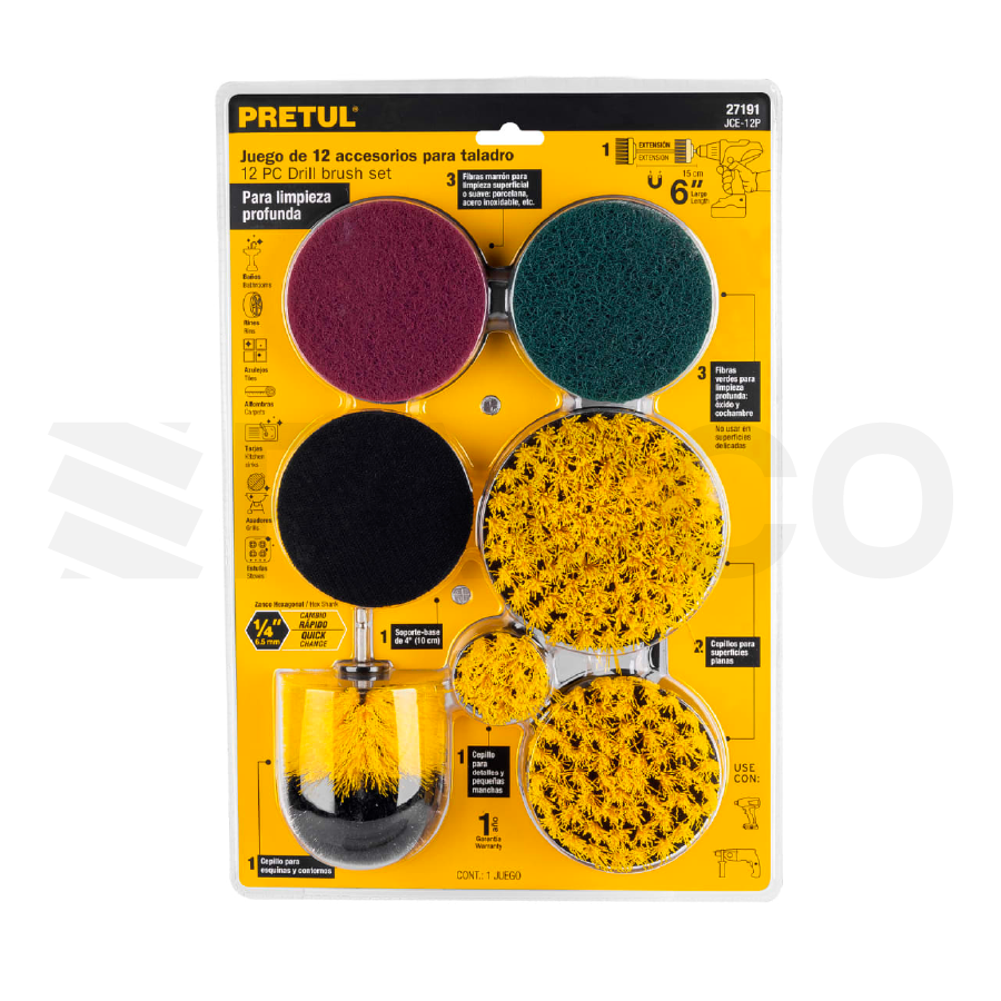 Set de 12 cepillos para taladro - Pretul