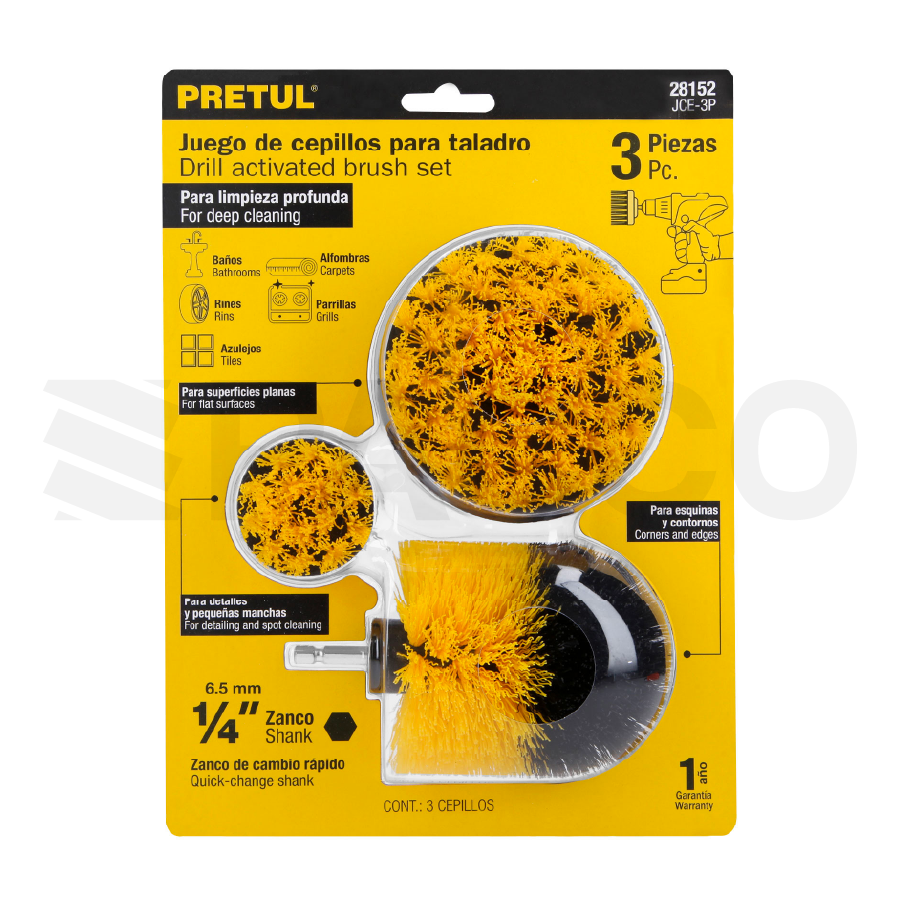 Set de 3 cepillos para taladro - Pretul