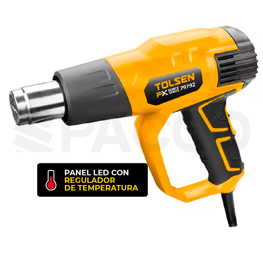 Pistola de calor de 3 Flujos con panel LED - Tolsen