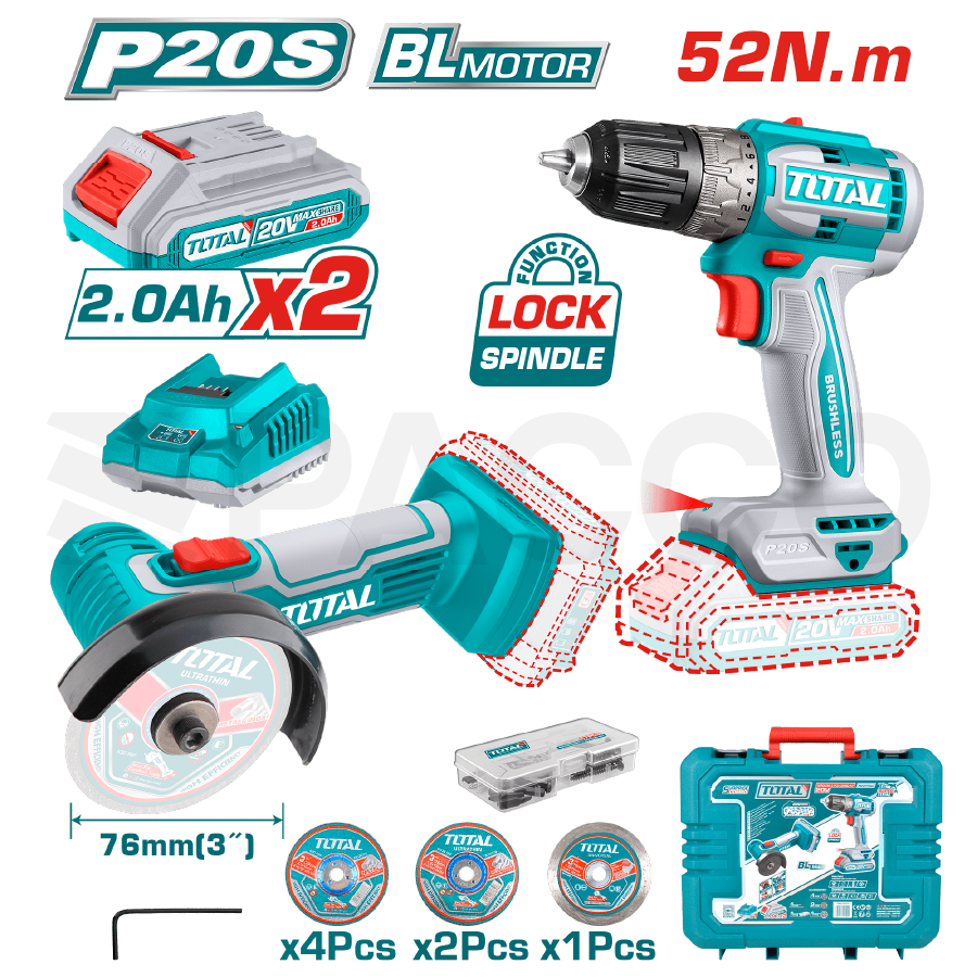 Combo Taladro 52N.m. + Mini Amoladora INAL - Total