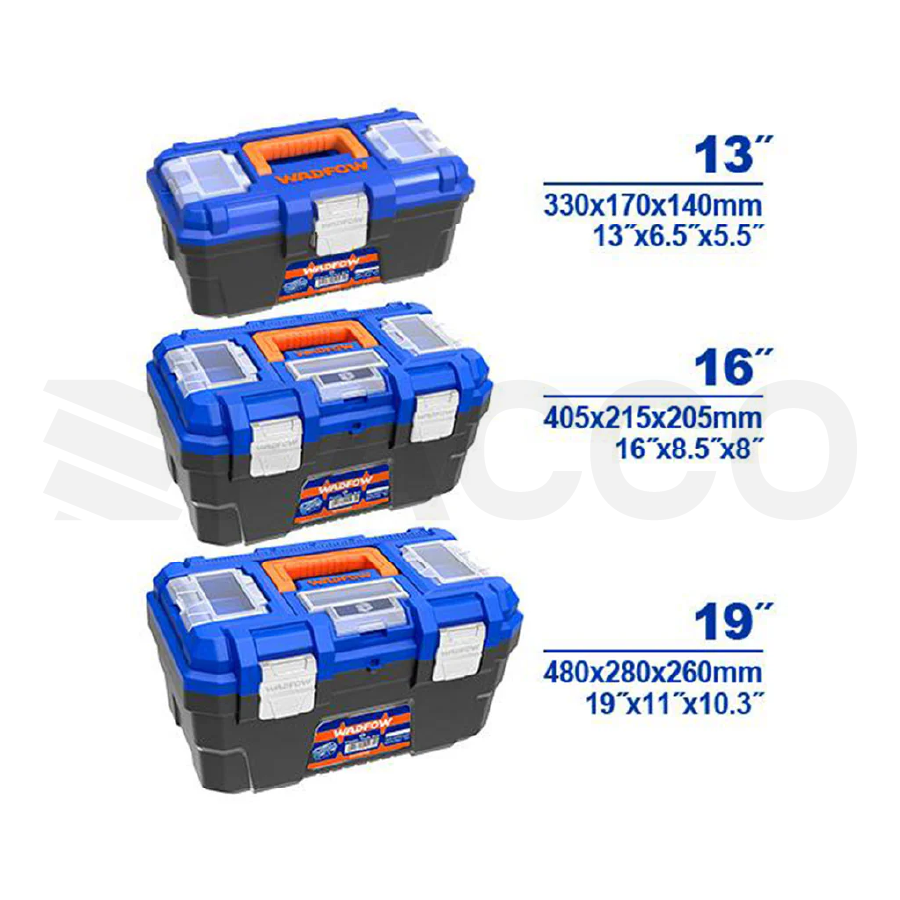 Set x 3pcs Maleta Porta Herramientas 13", 16" y 19" con seguro de metal - Wadfow