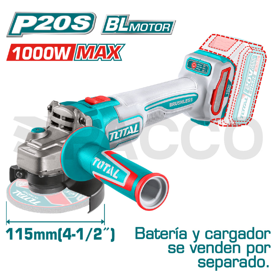 Amoladora Brushless (Cabezal) 20V 1000w - Total