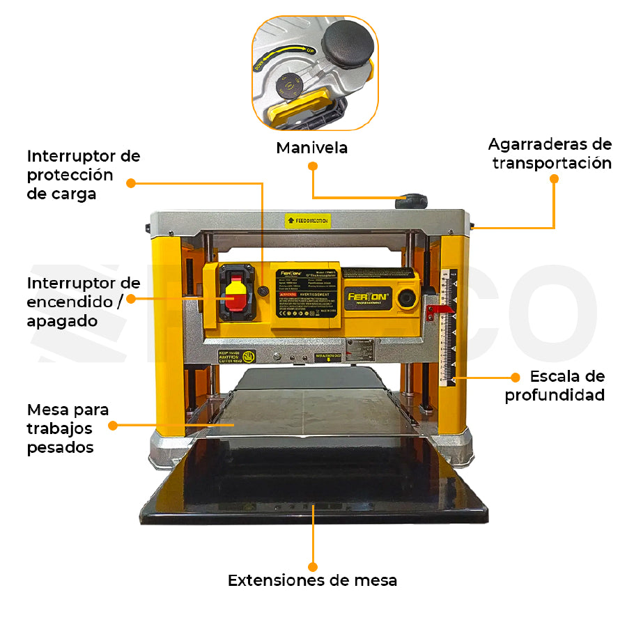 Cepillo de banco con mesa 13” - Ferton