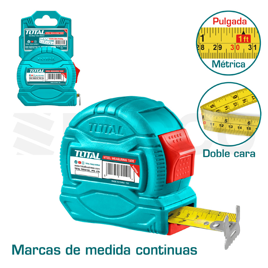 Wincha cinta métrica de acero  - Total