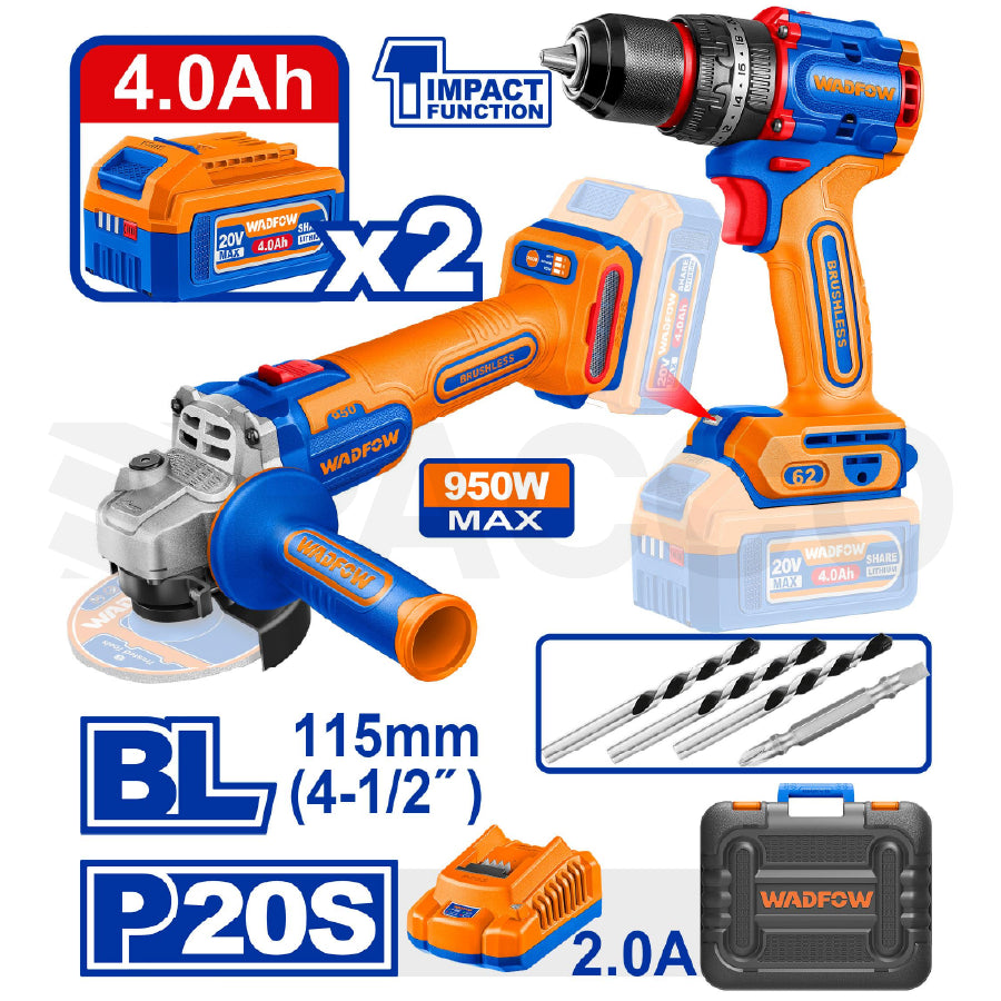 Combo Taladro 62N.m. + Amoladora INAL - Total