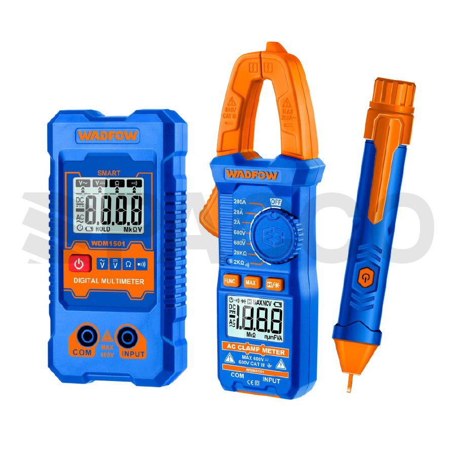 Kit Electricista 3 En 1 Tester + Pinza  Amperimétrica + Detector Voltaje - Wadfow