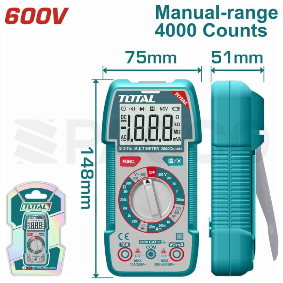 Multímetro digital p/corriente AC 600V - Total