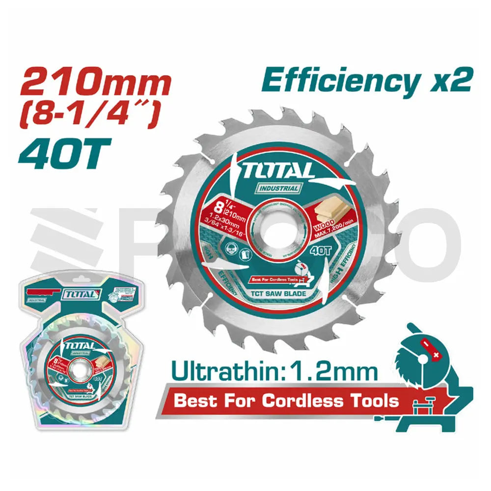 Disco de sierra para madera 8-1/4" 40T - Total