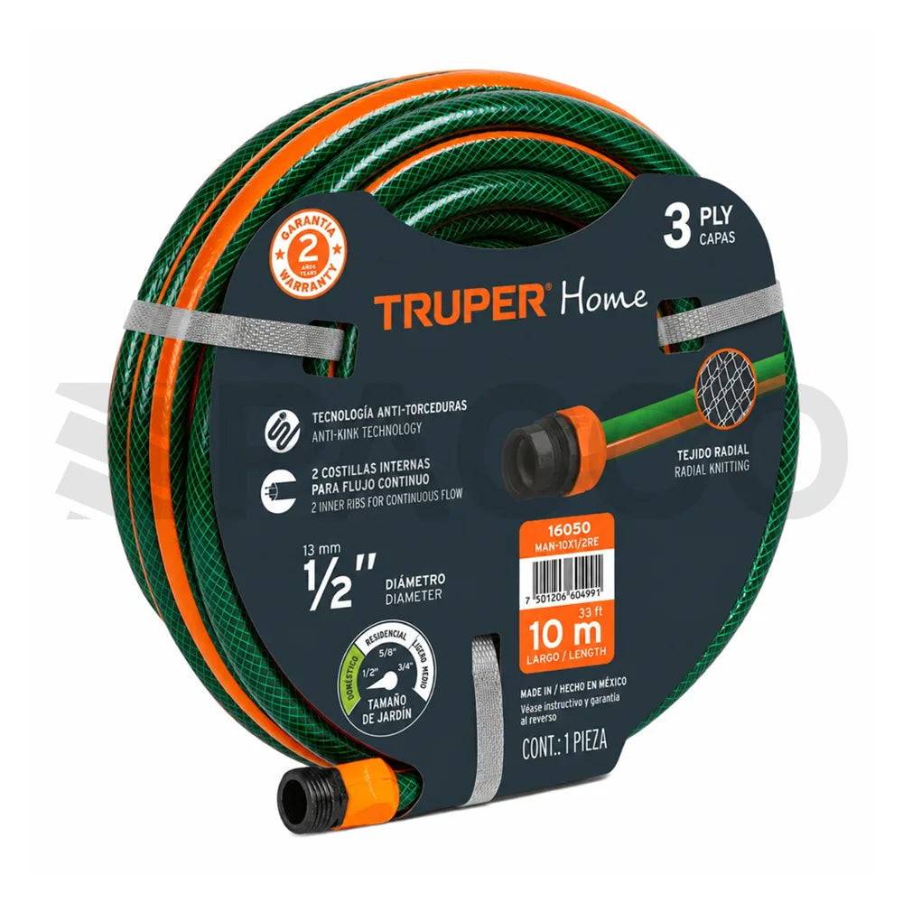 Manguera reforzada 1/2" x 10 m - Truper