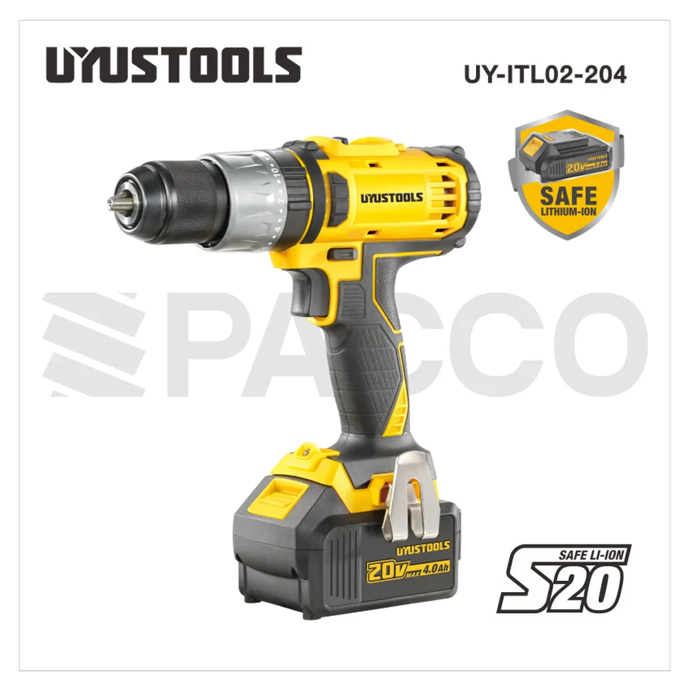 Taladro 3 funciones 45Nm 20V con 2 baterías 4.0Ah - Uyustools
